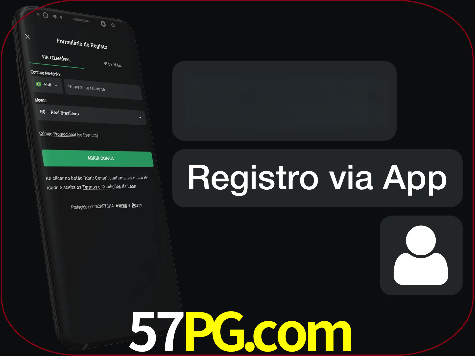 Registre-se com duas etapas usando o aplicativo.