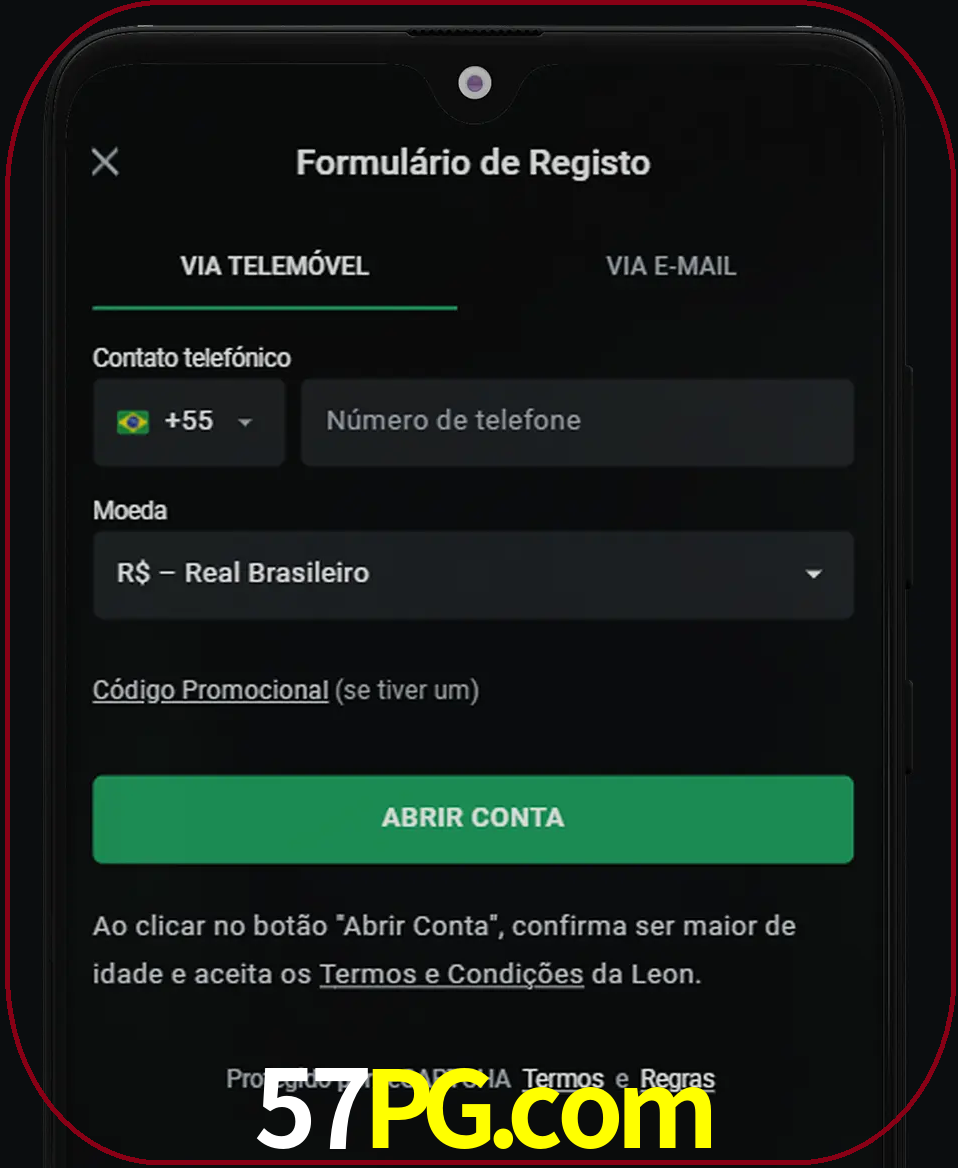 Abra o aplicativo e inicie o processo de registro.