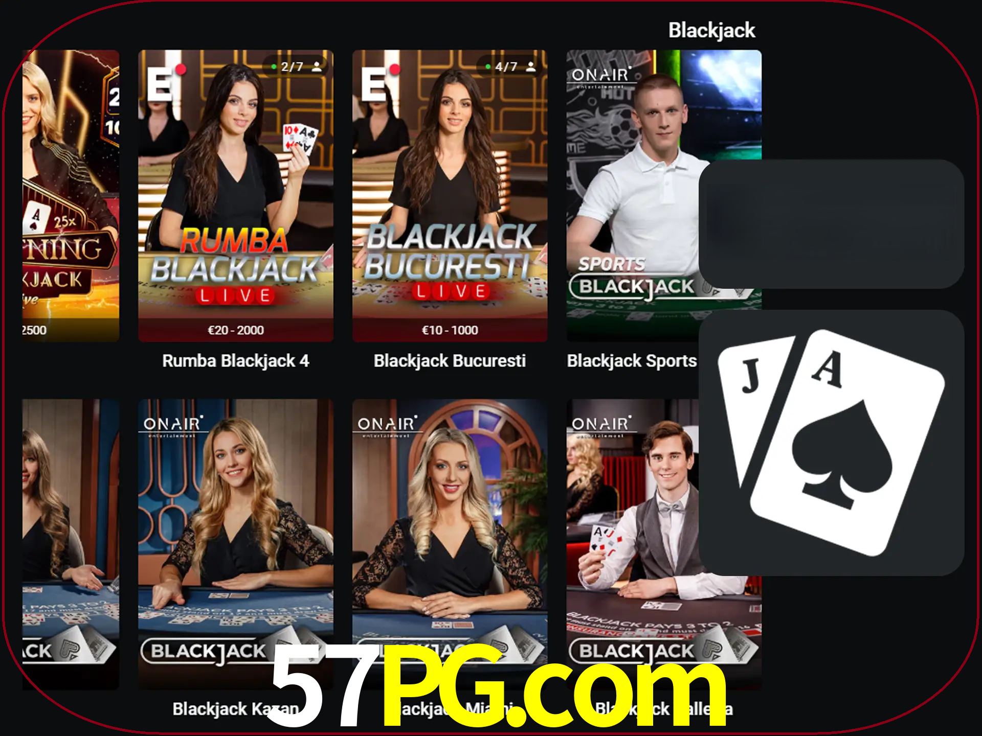 Escolha uma mesa completa de jogadores de blackjack.