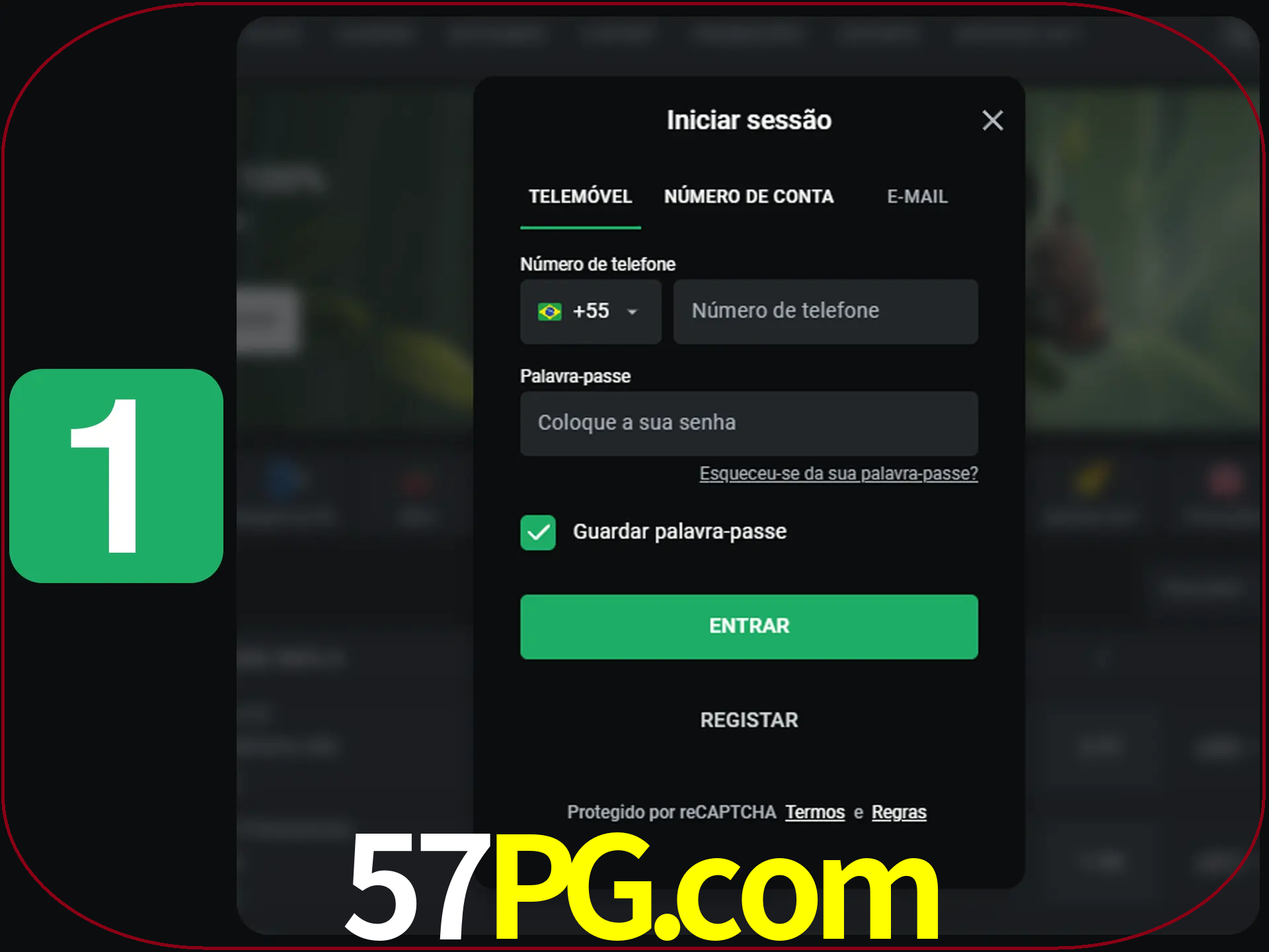 Clique no botão Entrar.
